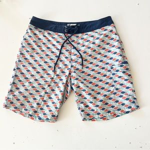 J. Crew Vintage Swim Shorts / Trunks in Fish Print
